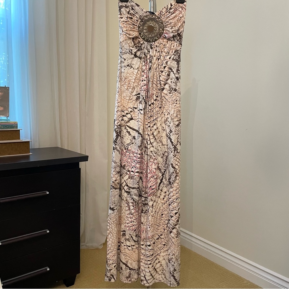 SKY Women’s Strapless Animal
Print Maxi Dress Size Small